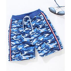 Babyhug Shorts With Drawstring Camouflage Print - Blue
