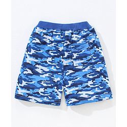 Babyhug Shorts With Drawstring Camouflage Print - Blue