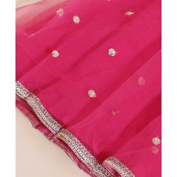Babyhug Sleeveless Sequin Choli with Lehenga and Dupatta  - Blue Pink