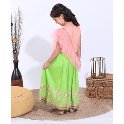 Babyhug Sleeveless Sequined Choli and Ghagra Set with Ruffled Dupatta - Pink