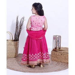 Babyhug Sleeveless Choli & Lehenga With Dupatta Embroidery - Pink