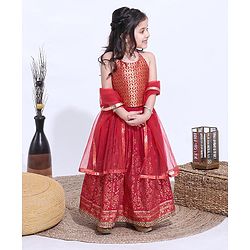 Babyhug Sleeveless Choli & Lehenga with Dupatta - Red