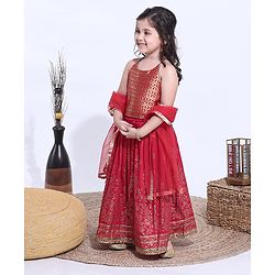 Babyhug Sleeveless Choli & Lehenga with Dupatta - Red