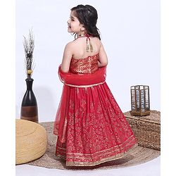 Babyhug Sleeveless Choli & Lehenga with Dupatta - Red