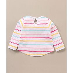 Babyhug Full Sleeves Striped Top & Pant Set Minnie Mouse Print- Pink