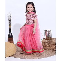 Babyhug Half Sleeves Choli & Lehenga With Dupatta - Pink