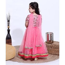 Babyhug Half Sleeves Choli & Lehenga With Dupatta - Pink