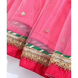 Babyhug Half Sleeves Choli & Lehenga With Dupatta - Pink