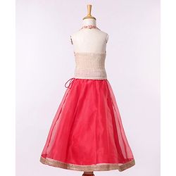 Babyhug Sleeveless Embroidered Choli & Net Lehenga with Dupatta - Coral