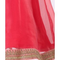 Babyhug Sleeveless Embroidered Choli & Net Lehenga with Dupatta - Coral