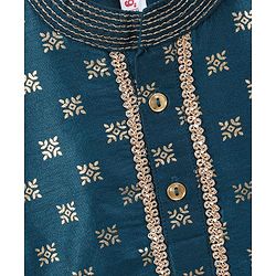Babyhug Full Sleeves Printed Kurta & Pyjama - Blue Cream