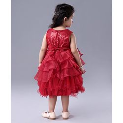 Babyhug Sleeveless Embellished Frock Bow Applique - Red