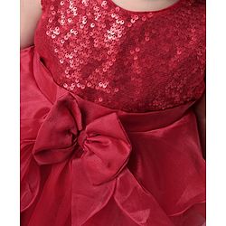 Babyhug Sleeveless Embellished Frock Bow Applique - Red