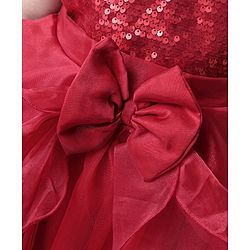 Babyhug Sleeveless Embellished Frock Bow Applique - Red