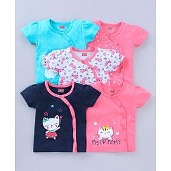 Babyhug Half Sleeves 100 % Cotton Vests Pack of 5 - Mutlicolor