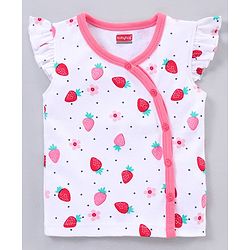 Babyhug 100% Cotton Short Sleeve Vests Strawberry Print Pack of 5 - Blue White Pink