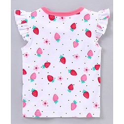 Babyhug 100% Cotton Short Sleeve Vests Strawberry Print Pack of 5 - Blue White Pink