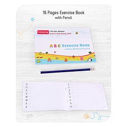 Babyhug Little Gems Jumbo Alphabets Write N Wipe Double Sided Activity Flash Cards with Excercise Book - 31 Pieces