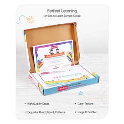 Babyhug Little Gems Jumbo Alphabets Write N Wipe Double Sided Activity Flash Cards with Excercise Book - 31 Pieces