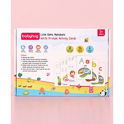 Babyhug Little Gems Jumbo Alphabets Write N Wipe Double Sided Activity Flash Cards with Excercise Book - 31 Pieces