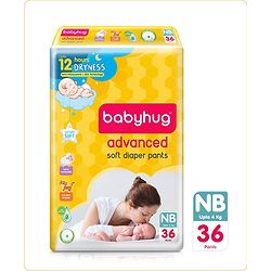 Babyhug Advanced Pant Style Diapers New Born (NB) Size - 36 Pieces