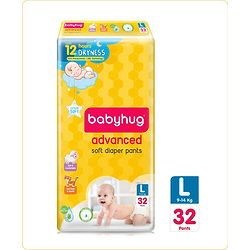 Babyhug Advanced Pant Style Diapers Large (L) Size - 32 Pieces