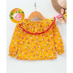Babyhug Full Sleeves Top Floral Printed - Yellow