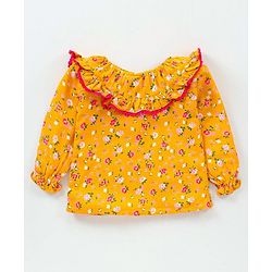Babyhug Full Sleeves Top Floral Printed - Yellow