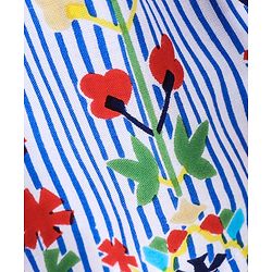 Babyhug Cold Shoulde Stripe Top Floral Print - Blue