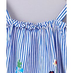 Babyhug Cold Shoulde Stripe Top Floral Print - Blue