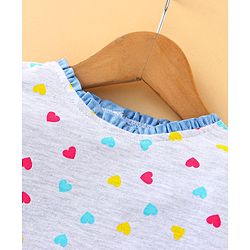 Babyhug Full Sleeves Top Hearts Print - White Melange