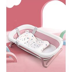 Babyhug Foldable Bathtub with Printed Cushion - Pink