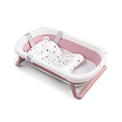 Babyhug Foldable Bathtub with Printed Cushion - Pink