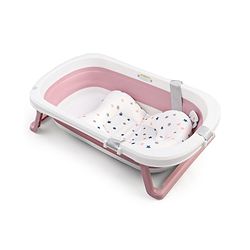 Babyhug Foldable Bathtub with Printed Cushion - Pink