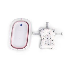 Babyhug Foldable Bathtub with Printed Cushion - Pink