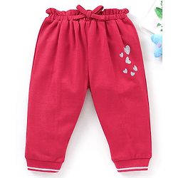 Babyhug Full Length Lounge Pant Hearts Print - Red