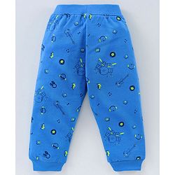 Babyhug Full Length Lounge Pant With Drawstring Guitar Print - Blue