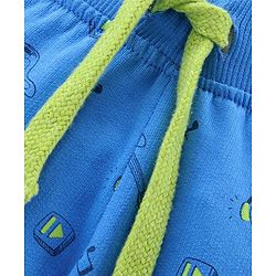 Babyhug Full Length Lounge Pant With Drawstring Guitar Print - Blue