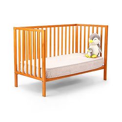 Babyhug Visby Wooden Cot with 3 Level Height Adjustment & Plug and Play Assembly - Brown