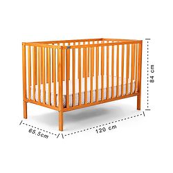 Babyhug Visby Wooden Cot with 3 Level Height Adjustment & Plug and Play Assembly - Brown