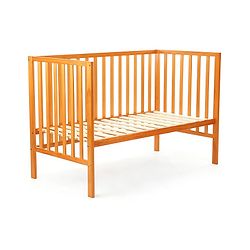 Babyhug Visby Wooden Cot with 3 Level Height Adjustment & Plug and Play Assembly - Brown