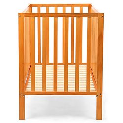 Babyhug Visby Wooden Cot with 3 Level Height Adjustment & Plug and Play Assembly - Brown