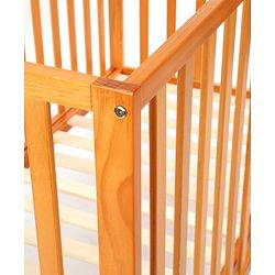 Babyhug Visby Wooden Cot with 3 Level Height Adjustment & Plug and Play Assembly - Brown