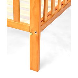 Babyhug Visby Wooden Cot with 3 Level Height Adjustment & Plug and Play Assembly - Brown