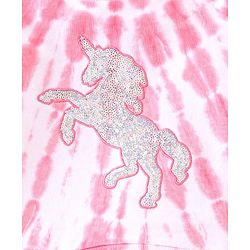 Babyhug Full Sleeves Tee & Lounge Pant Sequinned Unicorn Embroidery - Pink White