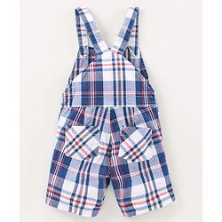Babyhug Half Sleeves Tee and Dungaree Set Checks - Red
