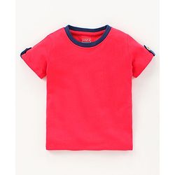 Babyhug Half Sleeves Tee and Dungaree Set Checks - Red