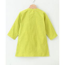 Babyhug Full Sleeves Kurta & Printed Dhoti - Green Yellow