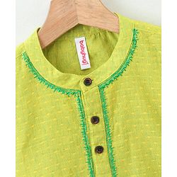 Babyhug Full Sleeves Kurta & Printed Dhoti - Green Yellow