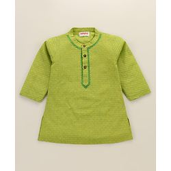 Babyhug Full Sleeves Kurta & Printed Dhoti - Green Yellow